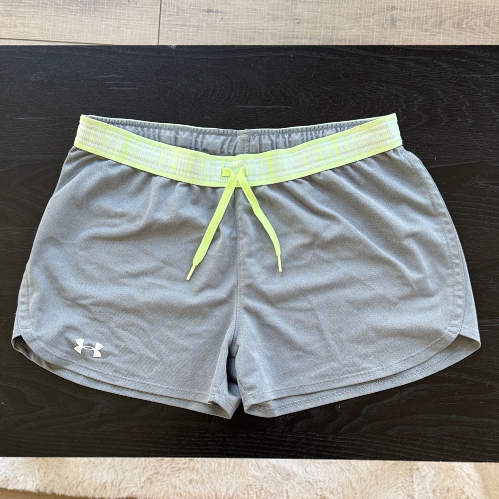 Under Armour Women's Athletic Shorts in Gray with Neon Yellow